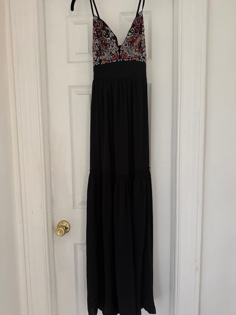 Abercrombie & Fitch Black Maxi Dress with Multicolor Printed Bodice